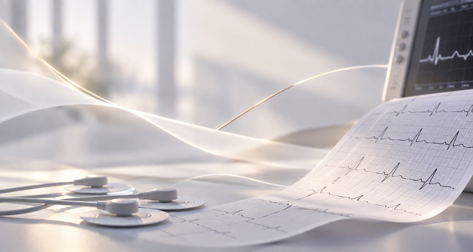 ECG electrodes and heart-rhythm printout